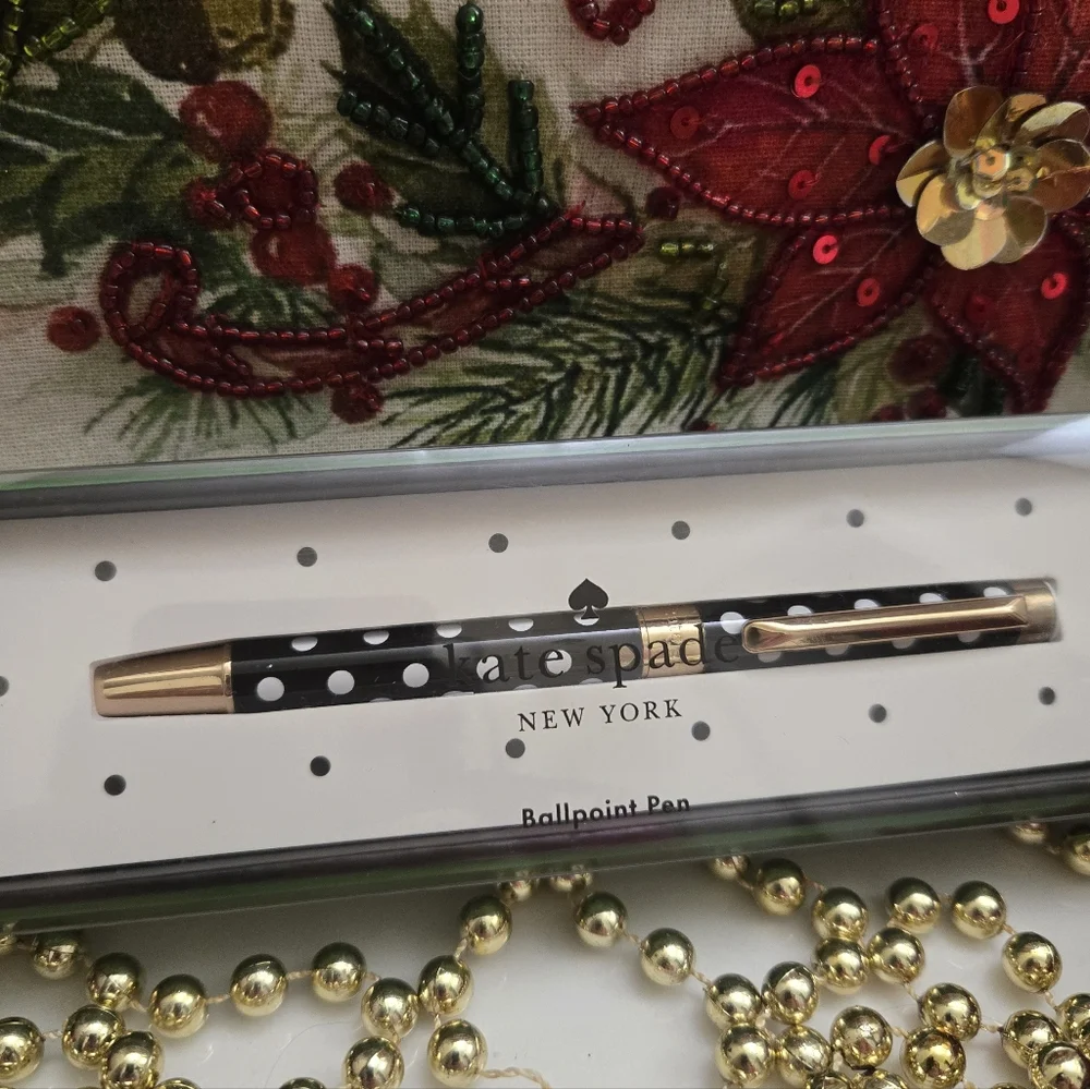 NIB Kate Spade Black & White Polka Dot Ballpoint Pen